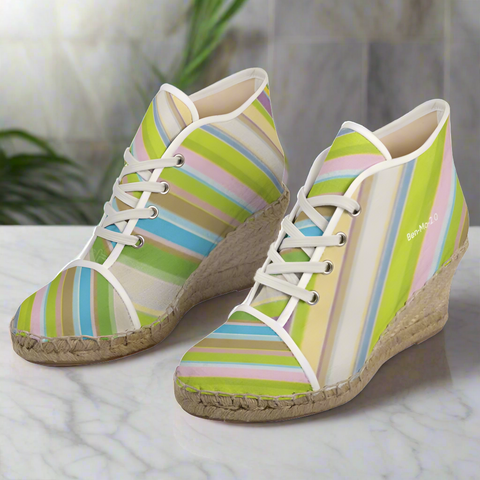 Clover Striper Wedge Espadrille Shoes