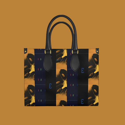 'Blackout-Blueprint' Stamen  Leather Shopper Bag