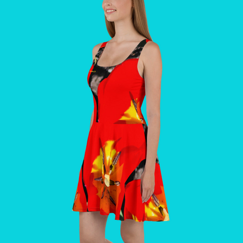 'Dua Tulipa' All-over Print Skater Dress