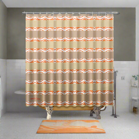 'Orange Swirl  On the Beach' Shower Curtain