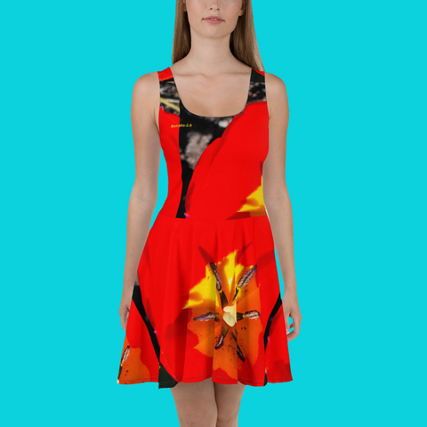 'Dua Tulipa' All-over Print Skater Dress