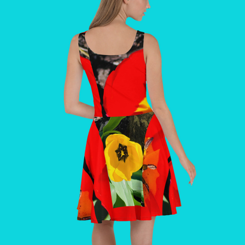 'Dua Tulipa' All-over Print Skater Dress