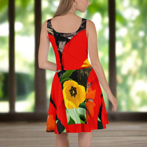 'Dua Tulipa' All-over Print Skater Dress