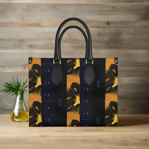 'Blackout-Blueprint' Stamen  Leather Shopper Bag