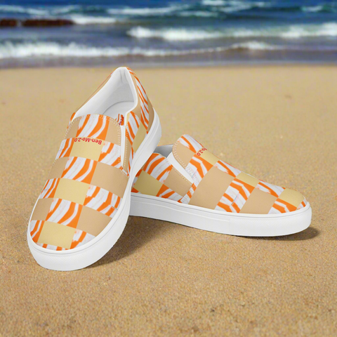 Orange Swirl On the Beach Men’s Slip-on Canvas Shoes