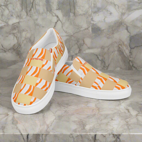 Orange Swirl On the Beach Men’s Slip-on Canvas Shoes