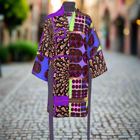 'Purple Peacock' Hybrid Kimono Unisex Kimono