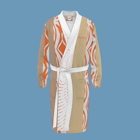 'Orange Swirl On The Beach' Dressing Gown