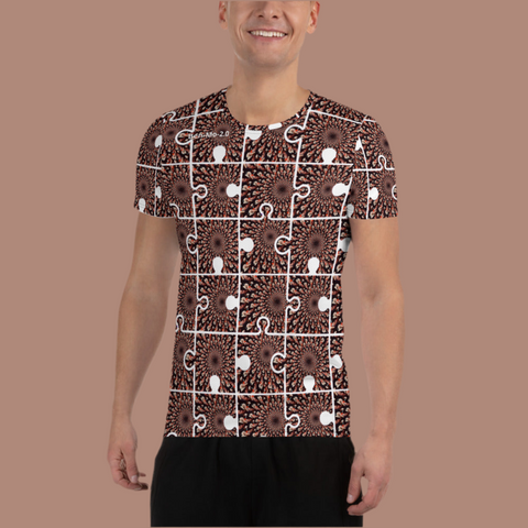 'Puzzled Peacock' All-Over Print Men's Athletic T-shirt