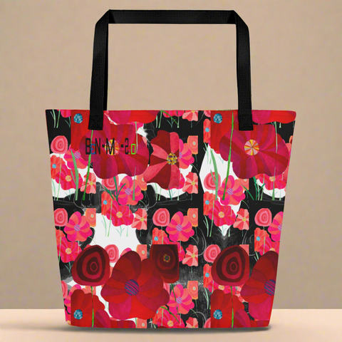 ‘Poppies for Papi' All-Over Print Large Tote Bag