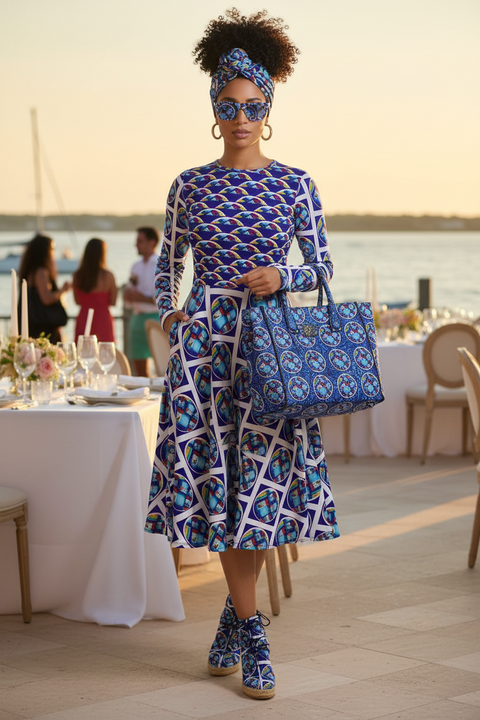 ‘American Dream’ Long Sleeve Midi Dress