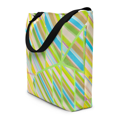 Clover Striper All-Over Print Large Tote Bag