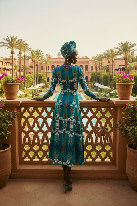 'Let Them Eat AI' Long Sleeve Midi Dress