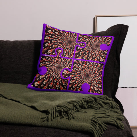 'Purple Peacock' 22" by 22" Premium Pillow