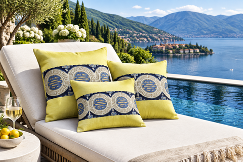 'Villa Diva' Pale Yellow 3cm Premium Pillow Case-SAMPLE