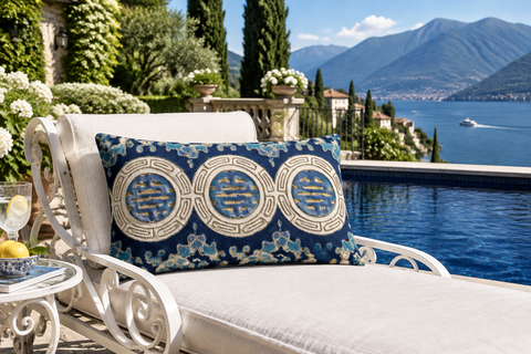 'Villa Diva' Blue 3cm Premium Pillow Case-SAMPLE