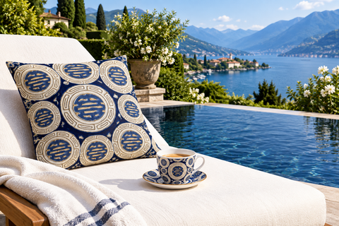 'Villa Diva' Asian Key Swirl Premium Pillow Case-SAMPLE