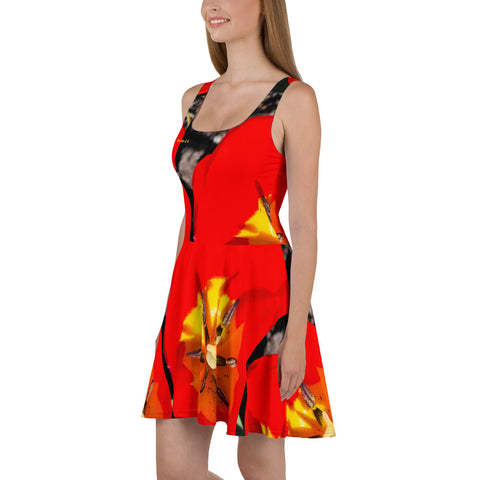 'Dua Tulipa' All-over Print Skater Dress