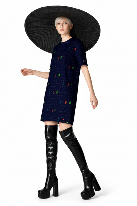 'Blackout-Blueprint' T-Shirt Dress