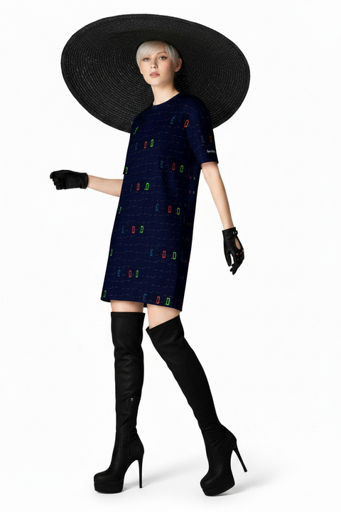 'Blackout-Blueprint' T-Shirt Dress