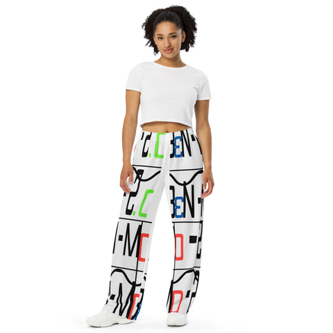 'Ben-Mo-2.0 Logo' All-over print gender-neutral wide-leg pants