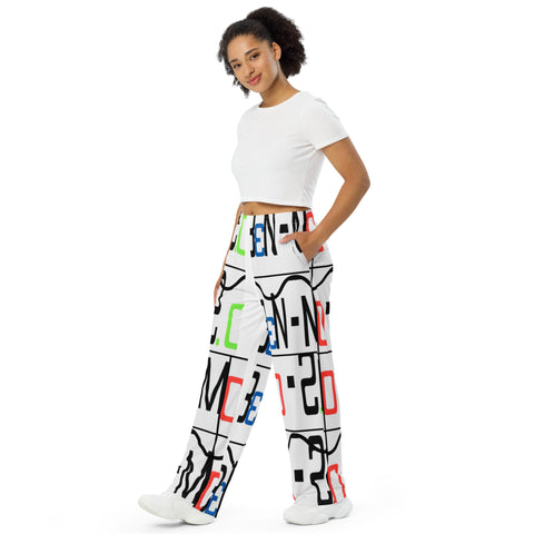 'Ben-Mo-2.0 Logo' All-over print gender-neutral wide-leg pants