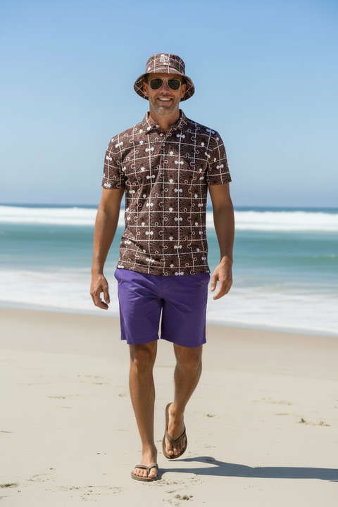 'Puzzled Peacock' Men’s Slim Fit Polo
