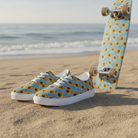 'Gingham Una Tulipa' Men’s Lace-Up Canvas Shoes