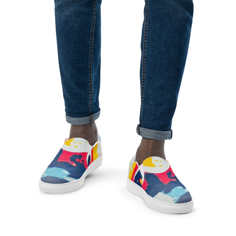 ‘Two Halves’ All-Over Print Men's Slip-on Canvas Shoes
