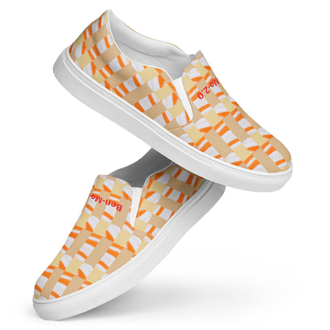 'Orange Swirl On The Beach II' Men’s Slip-on Canvas Shoes