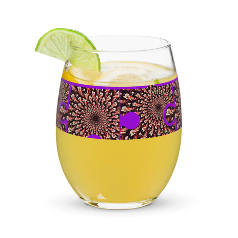 BM2-Casa: Purple Peacock Stemless Wine Glass