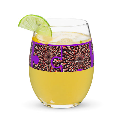 'Purple Peacock' Stemless Wine Glass