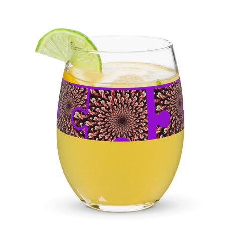 BM2-Casa: Purple Peacock Stemless Wine Glass