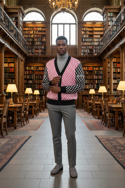 'Checkered Past' Unisex Knitted Cardigan