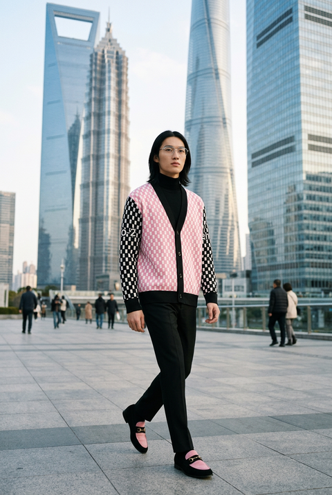'Checkered Past' Unisex Knitted Cardigan