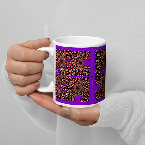 'Purple Peacock' White Glossy Mug