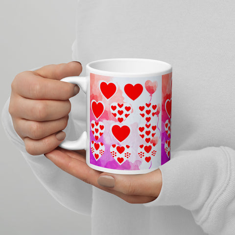 BM2-Casa: Hearts On White Glossy Mug