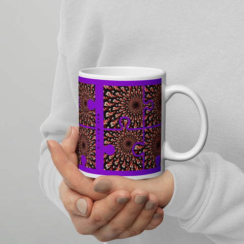 'Purple Peacock' White Glossy Mug