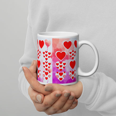 BM2-Casa: Hearts On White Glossy Mug